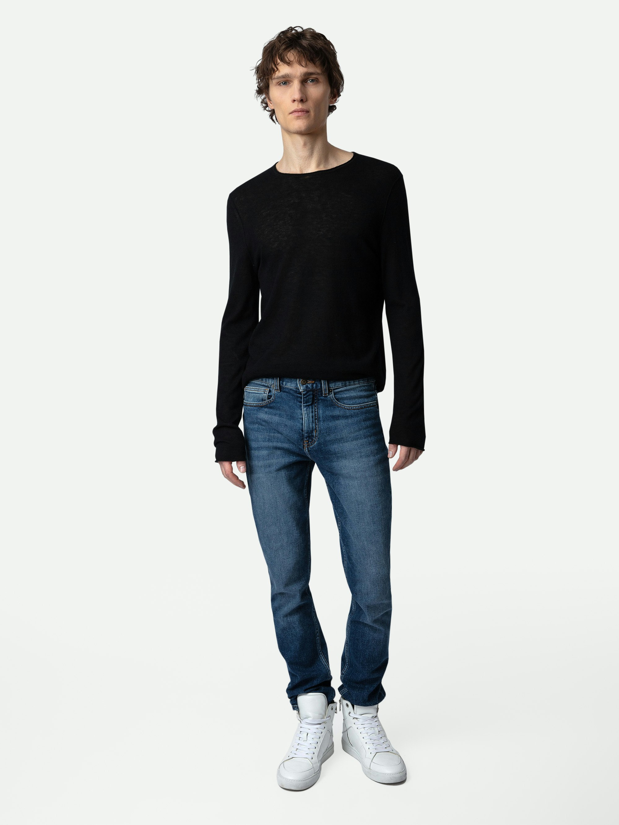 Teiss Cachemire Sweater - Men’s black feather cashmere sweater.
