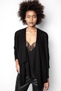Daphnee Cachemire Cardigan - Women’s black cashmere cardigan.