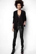 Daphnee Cachemire Cardigan - Women’s black cashmere cardigan.