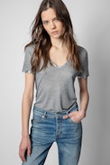 T-shirt Tino Foil - T-shirt aus Modal mit beschichtetem Detail