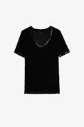 Tino Foil T-shirt - Modal t-shirt with coated detail