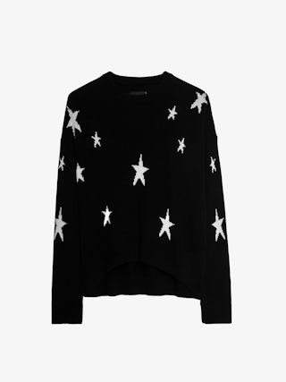 Markus Stars Cashmere Sweater - Wrap yourself in celestial luxury with the Markus sweater with stars, crafted from ultra-soft 100% cashmere. Designed in classic black, this cozy yet stylish piece features delicate star motifs for a subtle statement. A ribbed collar, cuffs, and waist enhance its refined fit, while the signature pointelle ZV detail adds a touch of brand heritage. Elevate your knitwear collection with this effortlessly chic sweater with stars.