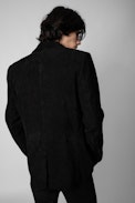 Valfried Crinkled Suede Blazer - Men’s black crinkled leather blazer