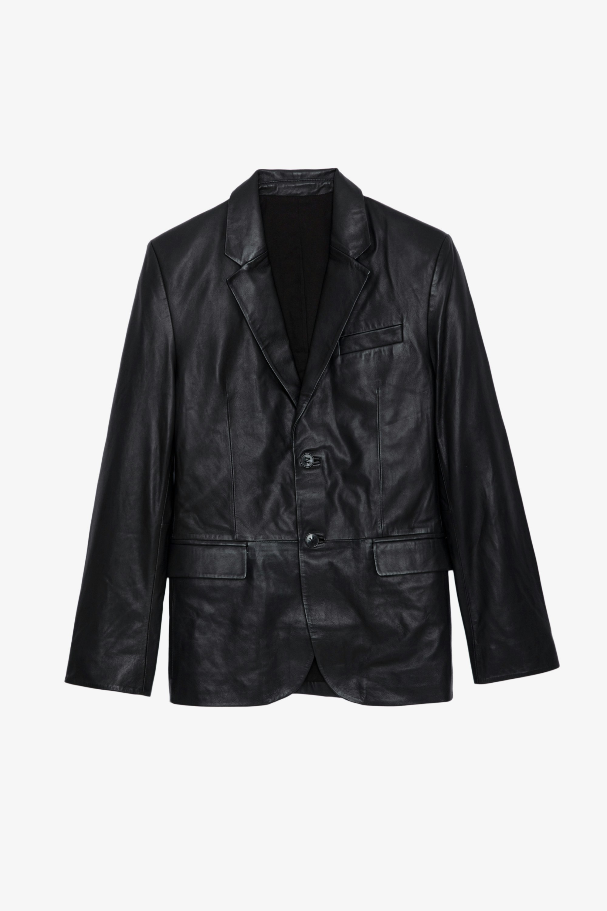 Valfried Leather Blazer - Black leather blazer.