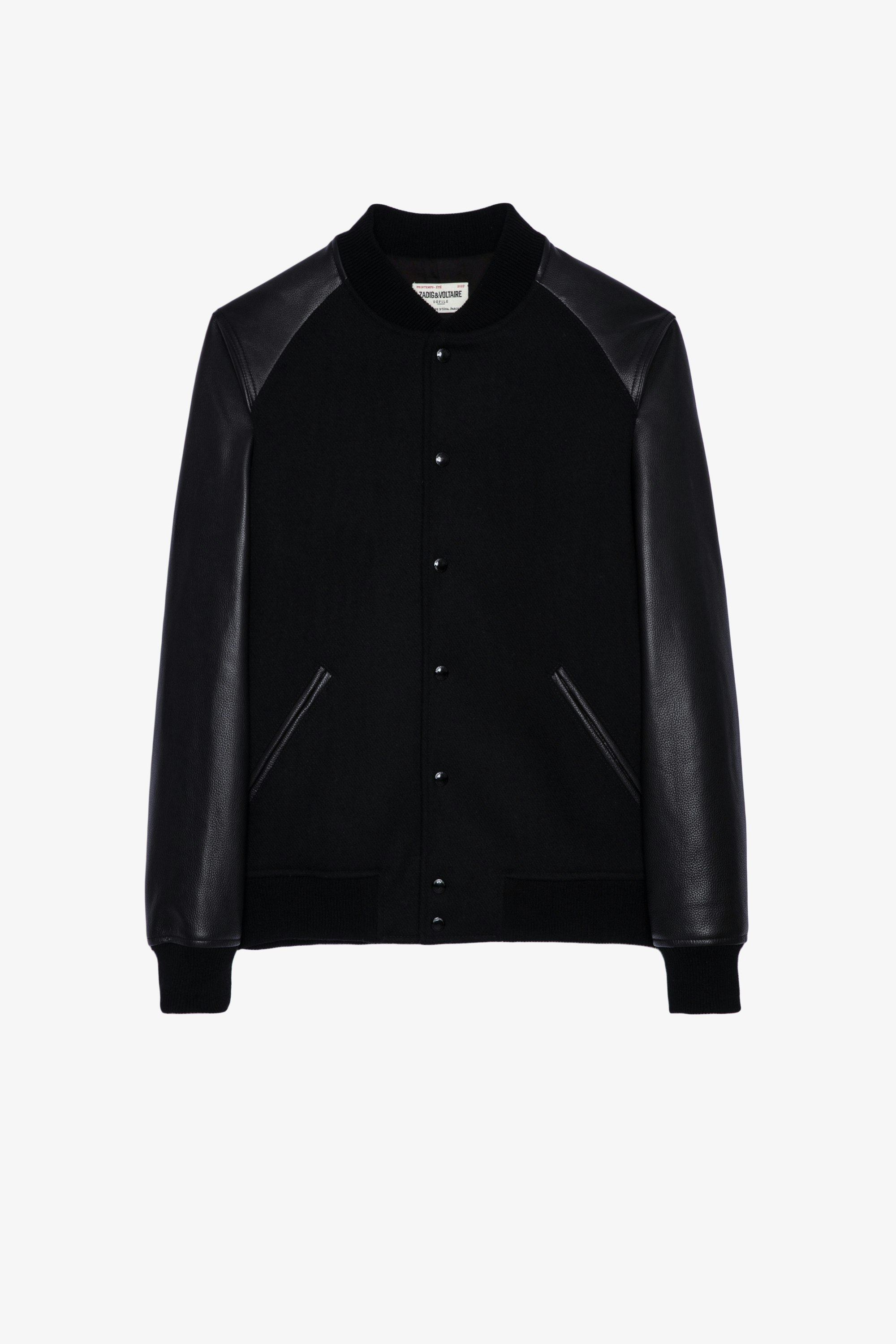 Birdieh Jacket Men's black dual-material varsity jacket