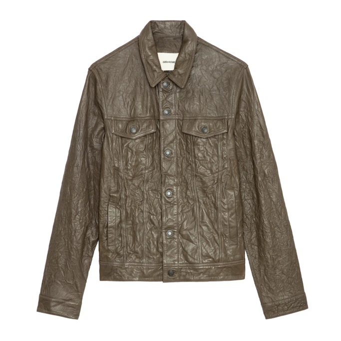 Image of Base Crinkled Leather Jacket