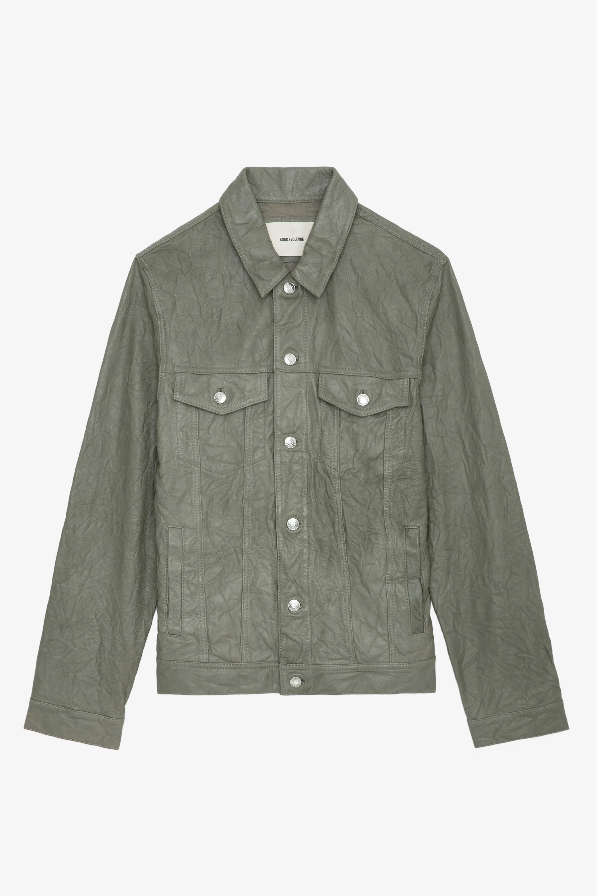 Base Crinkled Leather Jacket - Men's crinkled leather jacket.