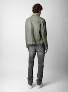 Base Crinkled Leather Jacket - Men's crinkled leather jacket.