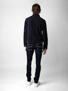 Base Suede Jacket - Men’s navy blue suede jacket