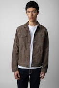 Cazadora Base de ante - Chaqueta gris de ante para hombre
