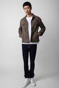 Cazadora Base de ante - Chaqueta gris de ante para hombre