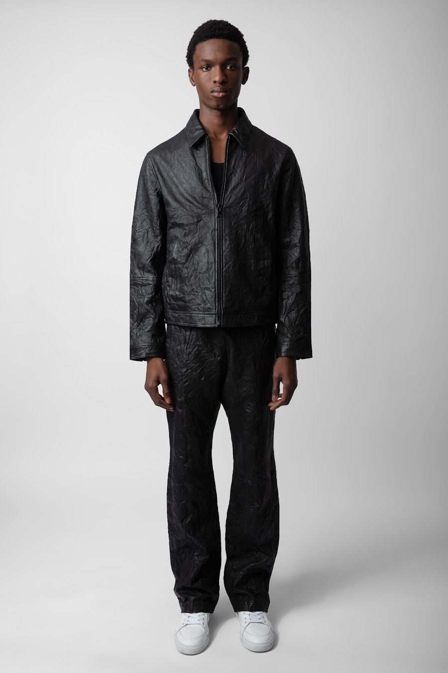 쟈딕 앤 볼테르 남성 가죽 자켓 Zadig &amp; Voltaire Lasso Crinkled Leather Jacket,Black
