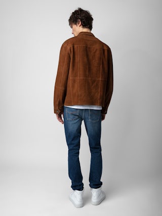 Kuba Suede Jacket - Cognac suede jacket with button closure and pockets.
