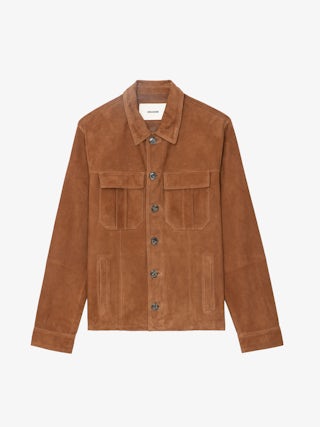 Kuba Suede Jacket - Cognac suede jacket with button closure and pockets.