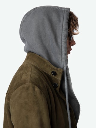 Lonni Suede Jacket - Suede jacket with stand-up collar, button fastening and long sleeves.