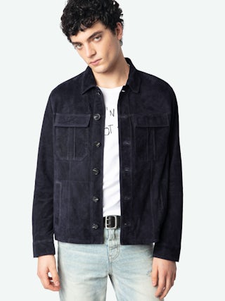 Kuba Suede Leather Jacket - Suede jacket with long sleeves and button fastening.