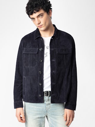 Giacca in Pelle Suede Kuba - Giacca in pelle scamosciata con maniche lunghe e chiusura con bottoni.