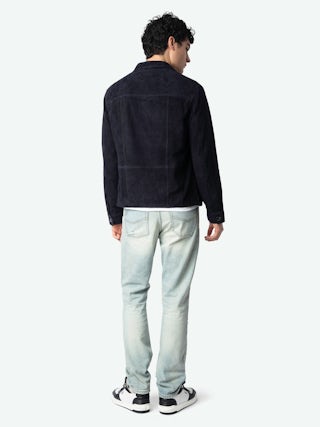 Kuba Suede Leather Jacket - Suede jacket with long sleeves and button fastening.