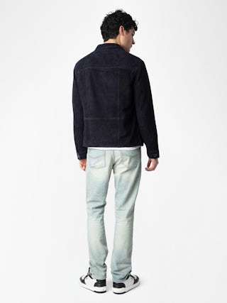 Giacca in Pelle Suede Kuba - Giacca in pelle scamosciata con maniche lunghe e chiusura con bottoni.