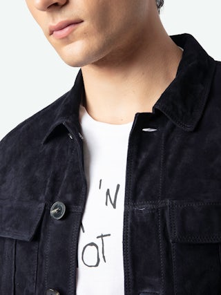 Kuba Suede Leather Jacket - Suede jacket with long sleeves and button fastening.