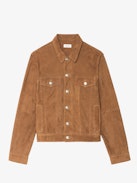 Bases Leder-Suede Jacke - Wildlederjacke mit geprägten Flügeln auf der Rückseite, langen Ärmeln und Knopfverschluss.