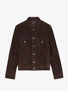 Bases Leder-Suede Jacke - Wildlederjacke mit geprägten Flügeln auf der Rückseite, langen Ärmeln und Knopfverschluss.