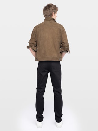 Giacca Bases Pelle scamosciata - Giacca in pelle scamosciata con ali in rilievo sul retro, maniche lunghe e chiusura con bottoni.