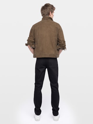 Jacket Bases Suede Leather - Suede jacket with embossed wings at the back, long sleeves and button fastening.