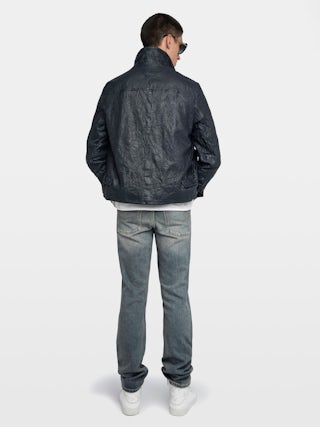 Loumy Leather Jacket - Clean crinkled leather jacket with zip closure, piped pockets and embossed wings signature on back.