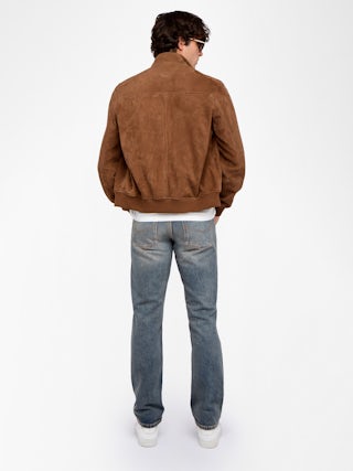 Lonni Suede Leather Jacket - Suede leather jacket with stand-up collar, button fastening and long sleeves.