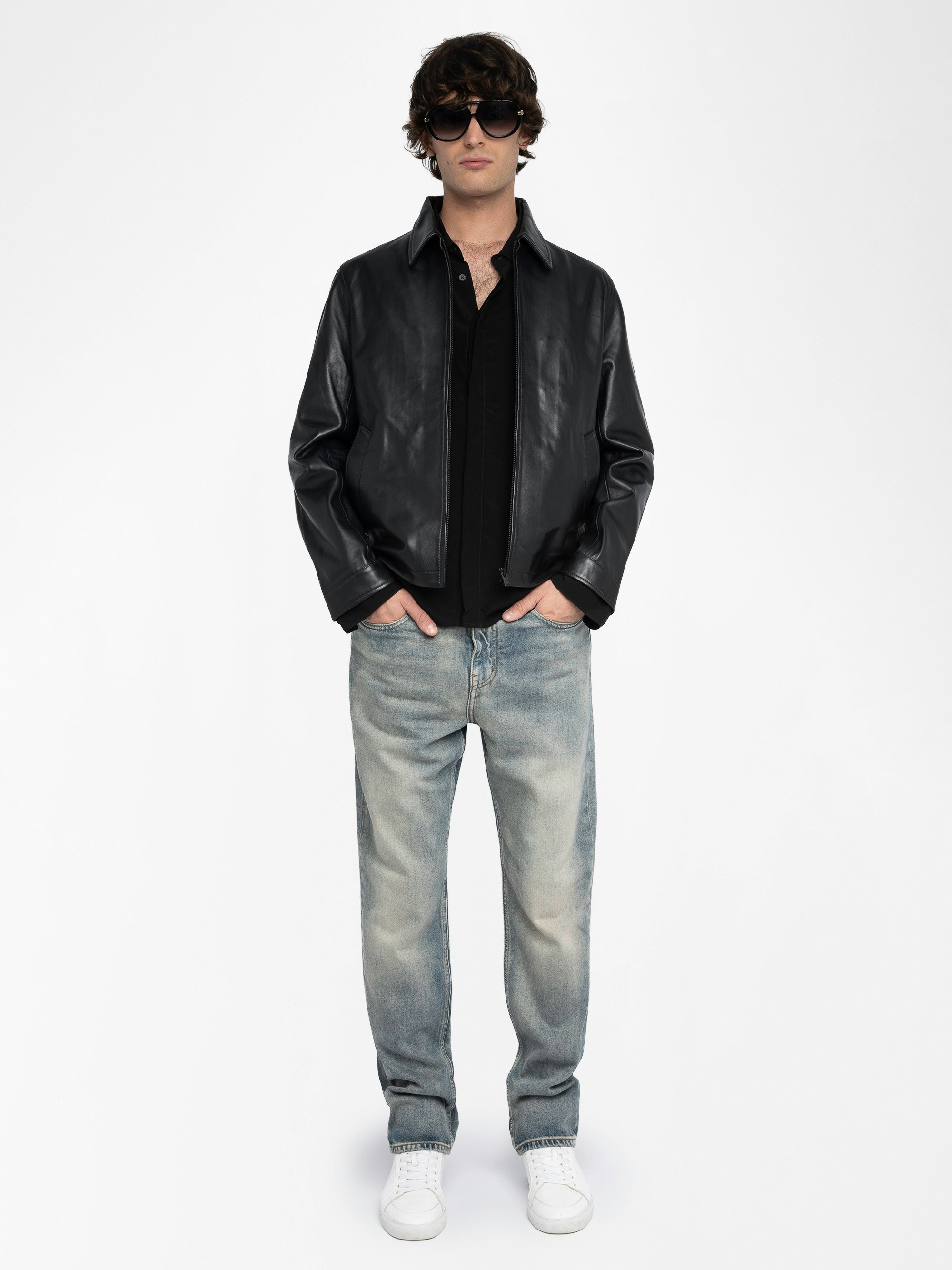 本革レザージャケット　ZADIG&VOLTAIRE Zadig & Voltaire Valfried Crinkle Leather Blazer Unisex