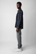 Taskah Crinkled Leather Shirt - Men's lambskin leather shirt.