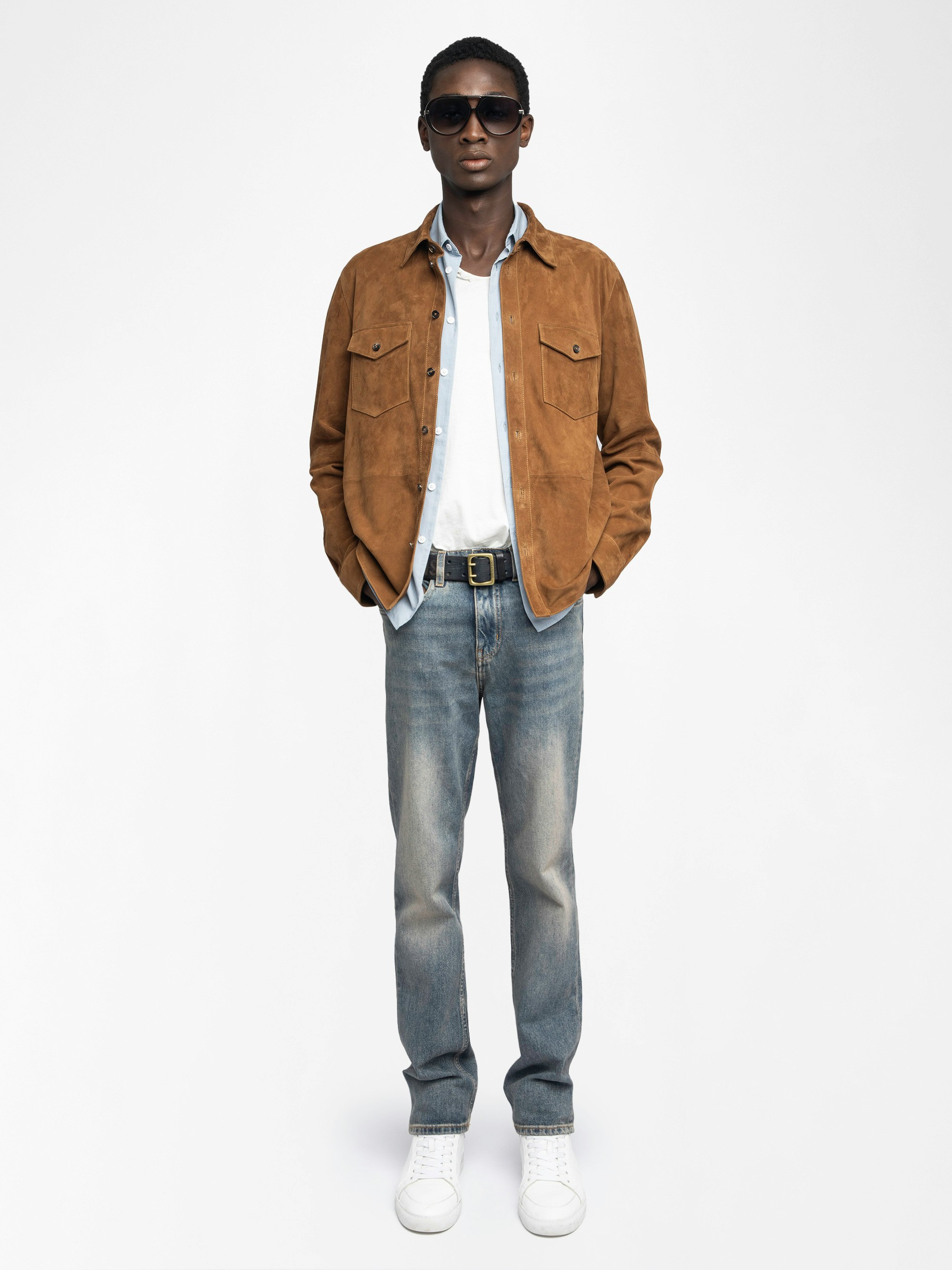 Sergy Suede Shirt - Lightweight suede shirt with flap pockets and button fastening.