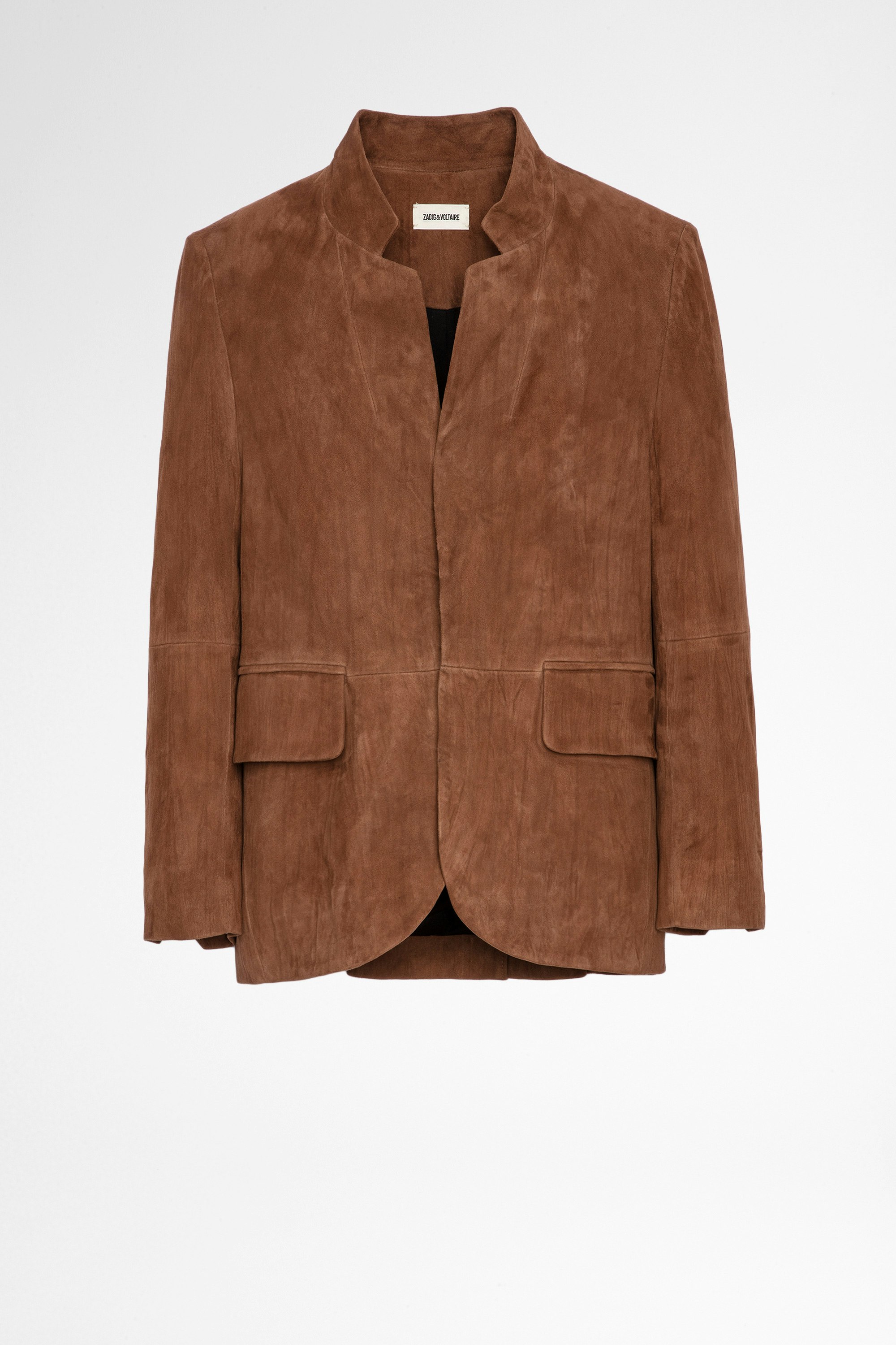 Verys Jacket  Women’s crumpled leather blazer in cognac colour 