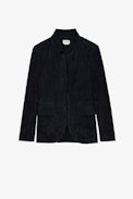 Verys Creased Suede Jacket - Women’s navy blue creased suede jacket