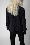 Verys Creased Suede Jacket - Women’s navy blue creased suede jacket