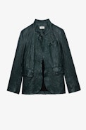 Verys Creased Leather Blazer - Women’s green creased leather jacket