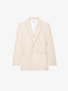 Visko Blazer 100% Crinkled Leather - Women’s pale pink crinkled leather blazer with button fastening and pockets.