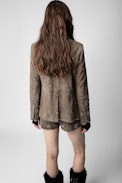 Very Creased Suede Jacket - Women’s creased suede jacket with silver-tone studs