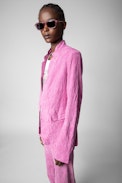 Verys Creased Suede Blazer - Women’s pink creased suede jacket