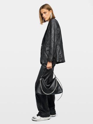 Blazer Valse Leder - Gerade geschnittener, einreihiger Blazer aus zerknittertem Leder.