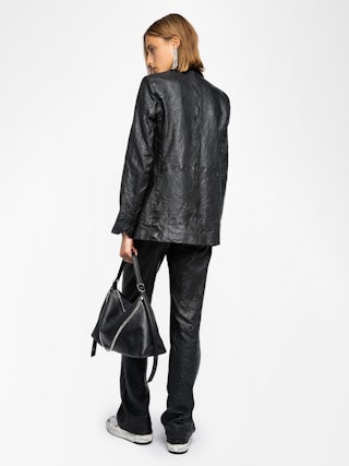 Valse Leather Blazer - Straight-fit single-breasted blazer in crinkled leather.