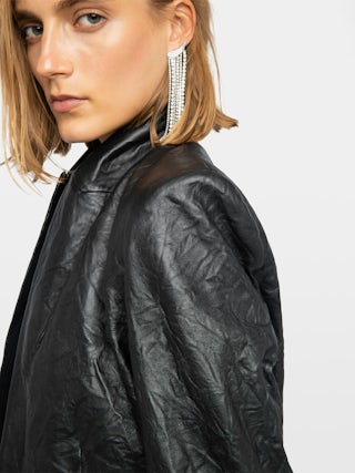 Blazer Valse Leder - Gerade geschnittener, einreihiger Blazer aus zerknittertem Leder.