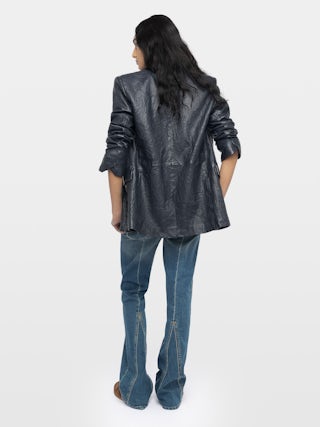 Valse Leather Blazer - Straight-fit single-breasted blazer in crinkled leather.