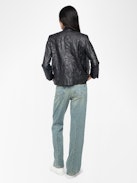 Blazer Veryn Pelle Stropicciata - Blazer aderente senza abbottonatura in pelle stropicciata.