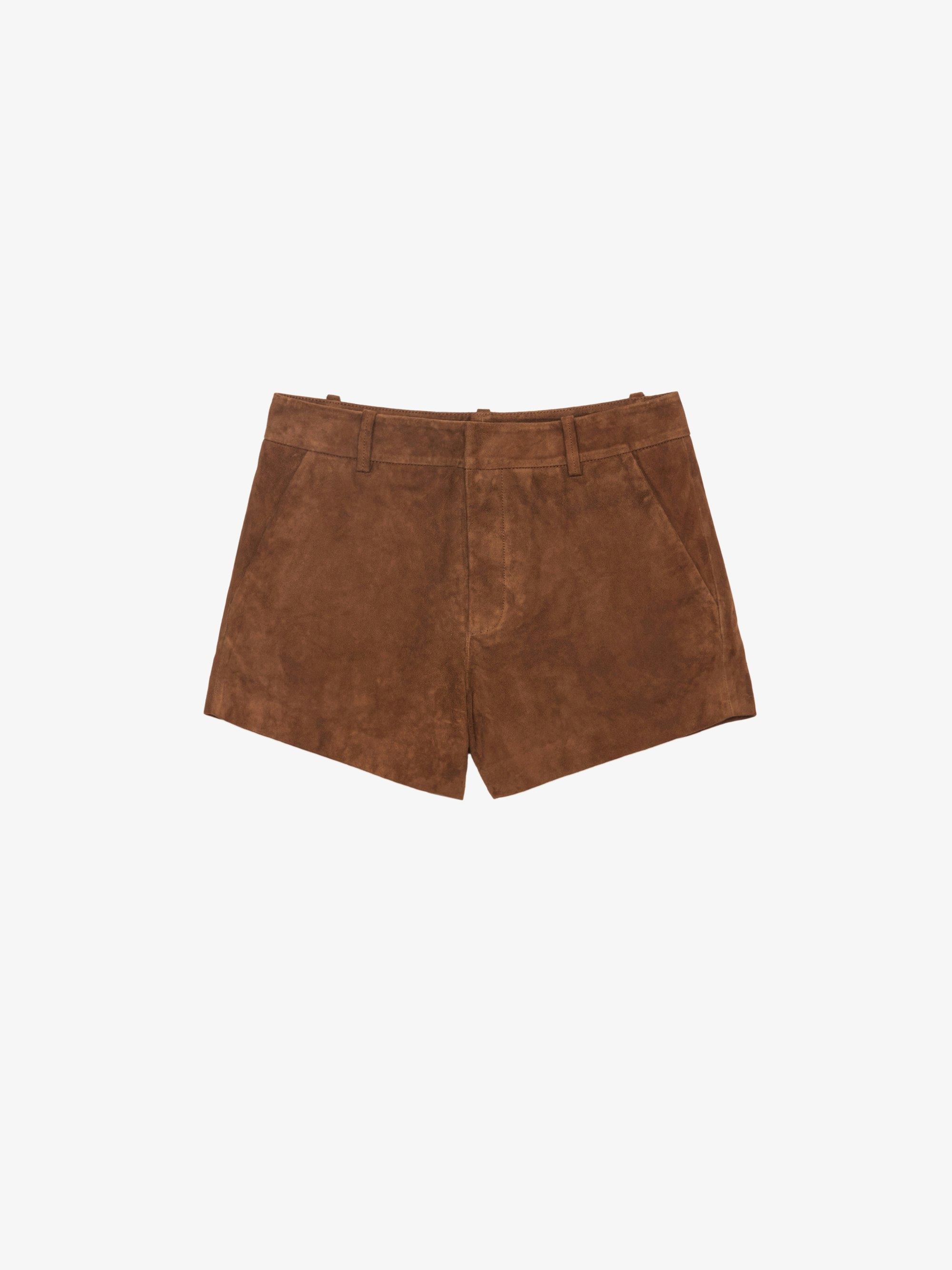 Short Siddy 100% Pelle Scamosciata - Short tailleur asimmetrico in pelle scamosciata.