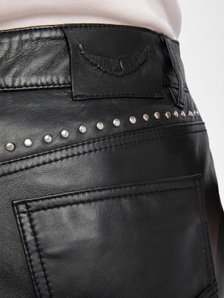 Shorts Siddyl Leder - Short aus glattem Leder mit Schnürverschluss.