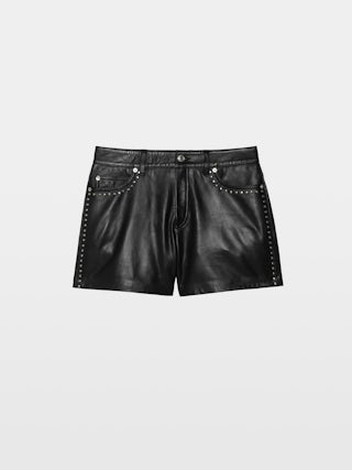 Short Siddyl Cuir - Short en cuir lisse avec fermeture lacée.