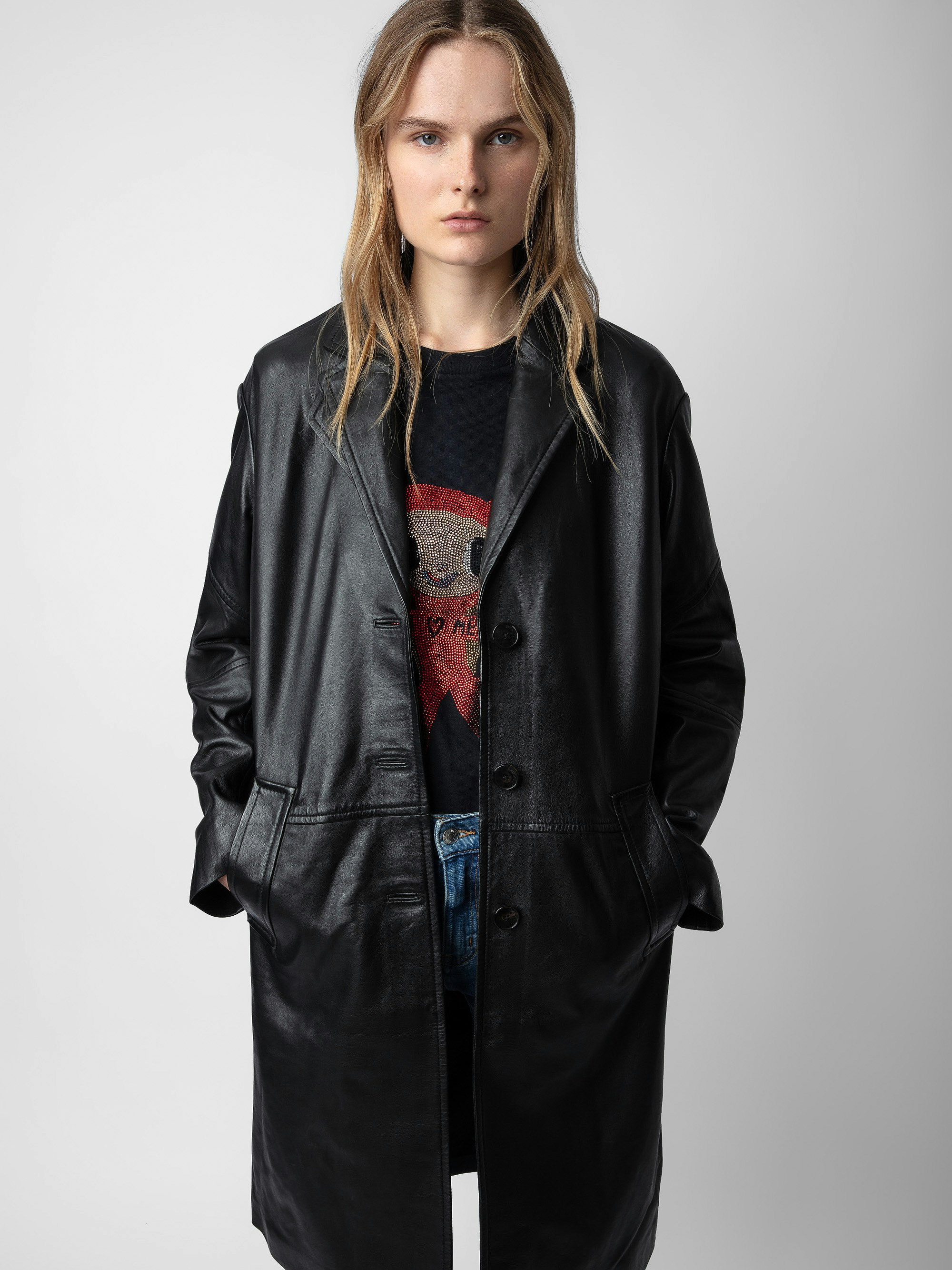 Macari Leather Coat coat black unisex | Zadig&Voltaire