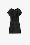 Rexa Crinkled Leather Dress - Women’s creased leather dress with short sleeves